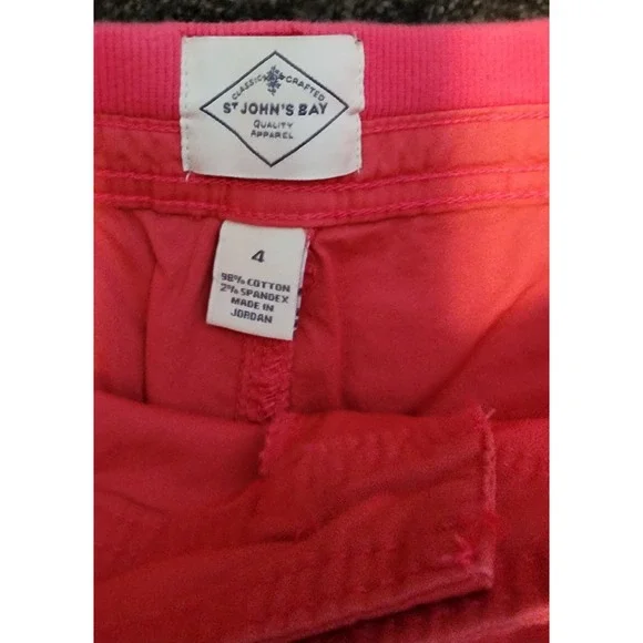 St John's Bay Coral Bermuda Shorts Women's‎ Size 4 Tie Hem Utility - Picture 2 of 3